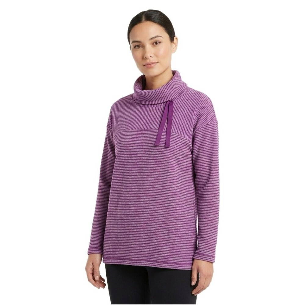 Talbots Purple Stripe Cowl Neck Pullover Sweater